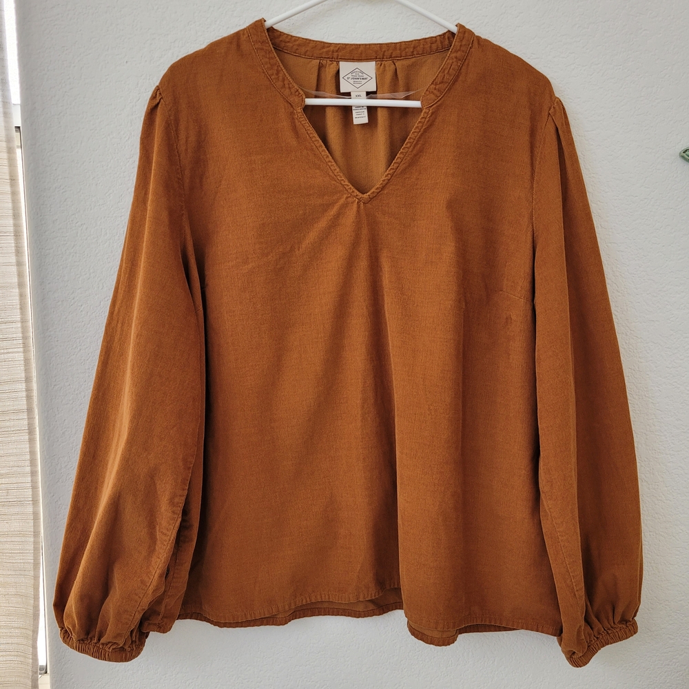 St. John's Bay Warm Tan V-Neck Blouse